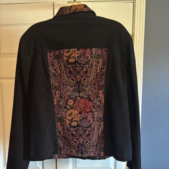 Jessica Howard Women's Jacket Size 10 Fine Corduroy Look Tapestry Inset Button - Picture 5 of 8